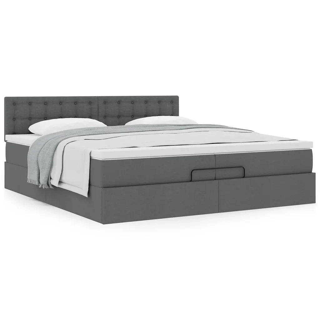 Struttura Letto Pouf con Materasso 200x200 cm in Tessuto 3311651