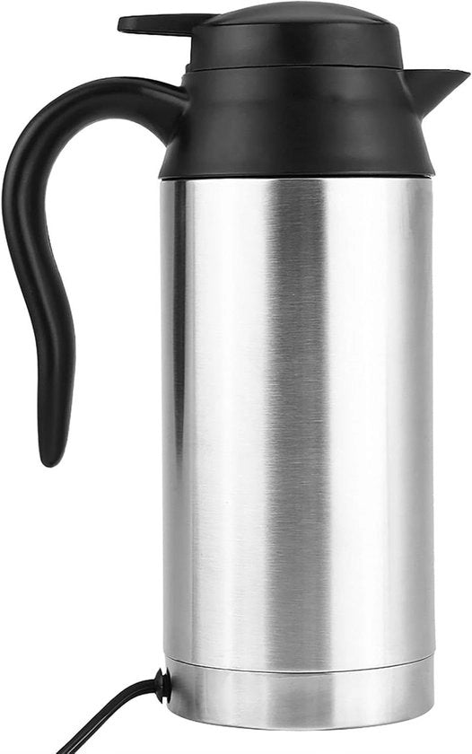Caffettiera elettrica per viaggio - Waterkoker per auto - Bevande calde in movimento - Indicatore visivo - Capacità 750 ml - Argento nero