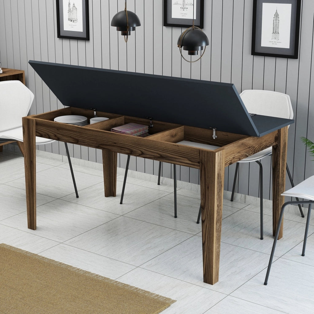 Tavolo da pranzo in legno "Milan500" - 145 x 88 x 75 cm - Grigio antracite