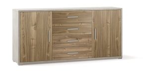 Madia 2 Ante 4 Cassetti 174x84x41 cm Ossido Bianco/Noce Stelvio