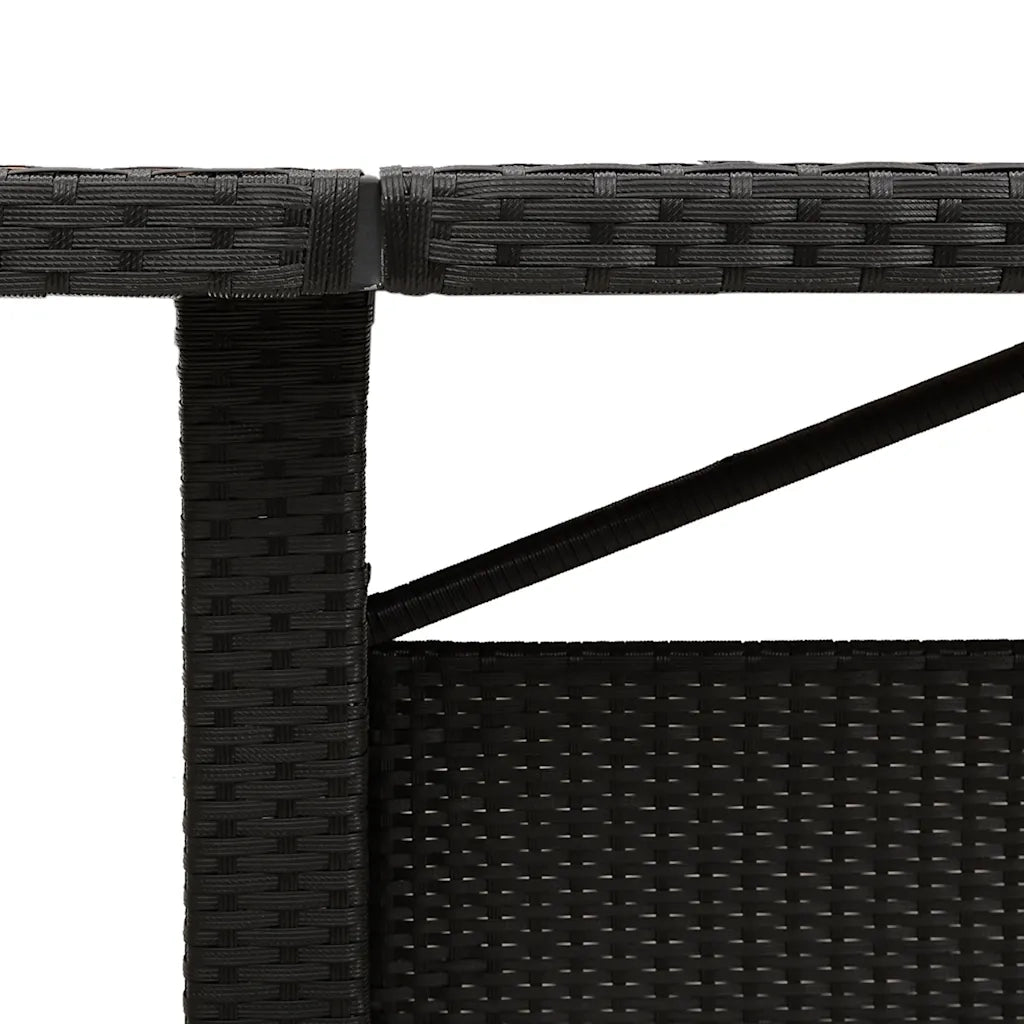 Tavolo da Giardino | Tavolino da esterno Piano in Vetro Nero 240x90x75 cm Polyrattan