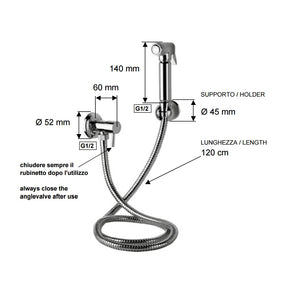 Set relax con doccetta bidet a pulsante, flessibile e rubinetto minimal all cromo