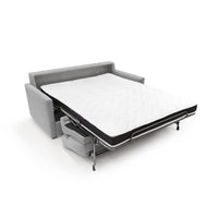 Margot Divano letto matrimoniale con schienale morbido alto in tessuto T02 176 cm (mat. 140x197) grigio chiaro