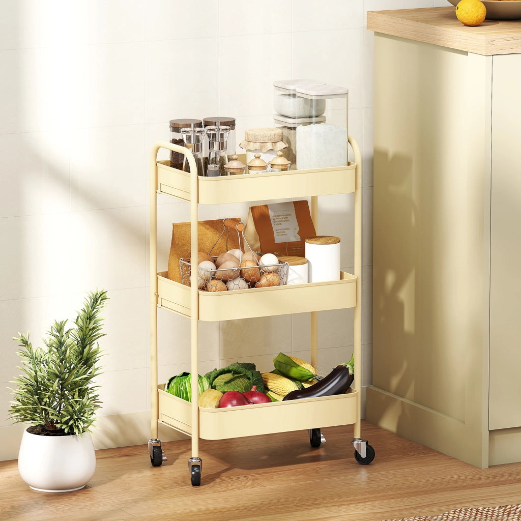 Carrello Portautensili da Cucina 3 Livelli ¨C zephmum ¨C 45x30.6x79 cm Giallo