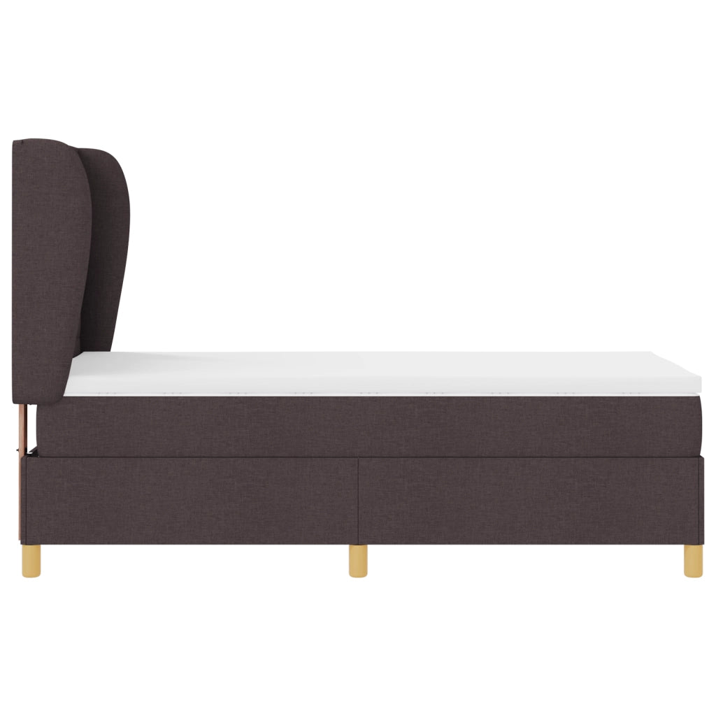 Letto a Molle VitaXL con Materasso Marrone Scuro, 90x200 cm, Tessuto