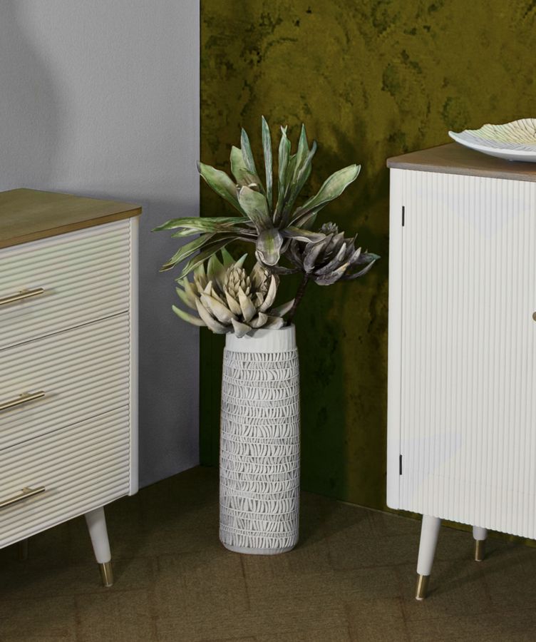 Vaso Nairobi Oval 19x50x12 cm in Poliresina Bianco