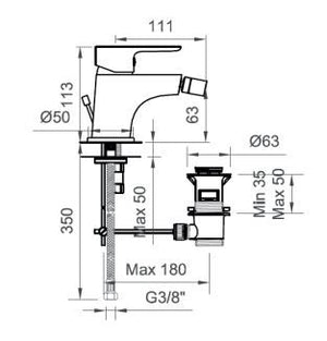 Miscelatore Rubinetto Bidet Monocomando Cromato Serie ECOSTYLE