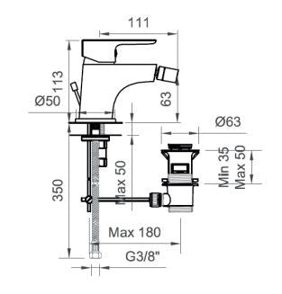 Miscelatore Rubinetto Bidet Monocomando Cromato Serie ECOSTYLE