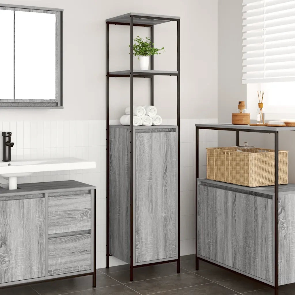 Mobile da Bagno | Armadio da bagno con Ripiani Grigio Sonoma 36x35x165 cm