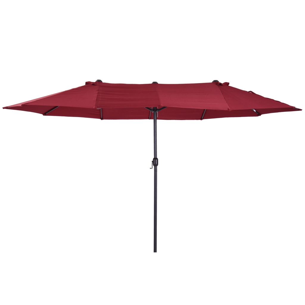 Doppio parasole 455 x 270 cm Parasole da giardino con manovella ovale stabile Paletto metallico Parasole da mercato Doppio parasole da patio Parasole per spiaggia Balcone Patio Giardino Rosso vino