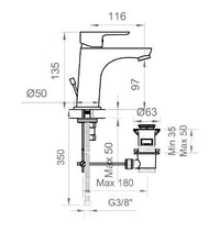 Miscelatore Rubinetto Lavabo Monocomando Cromato Serie ECOSTYLE