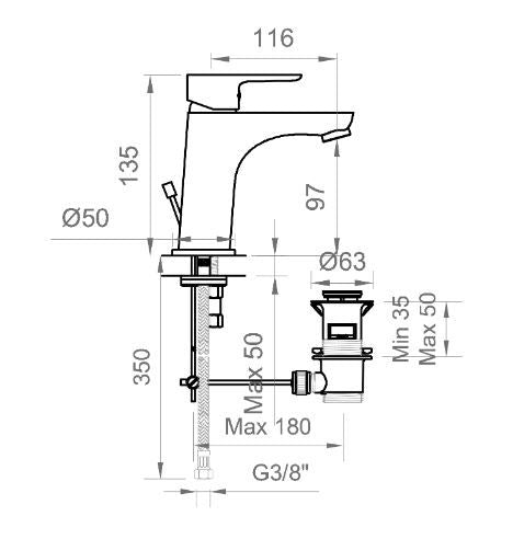 Miscelatore Rubinetto Lavabo Monocomando Cromato Serie ECOSTYLE