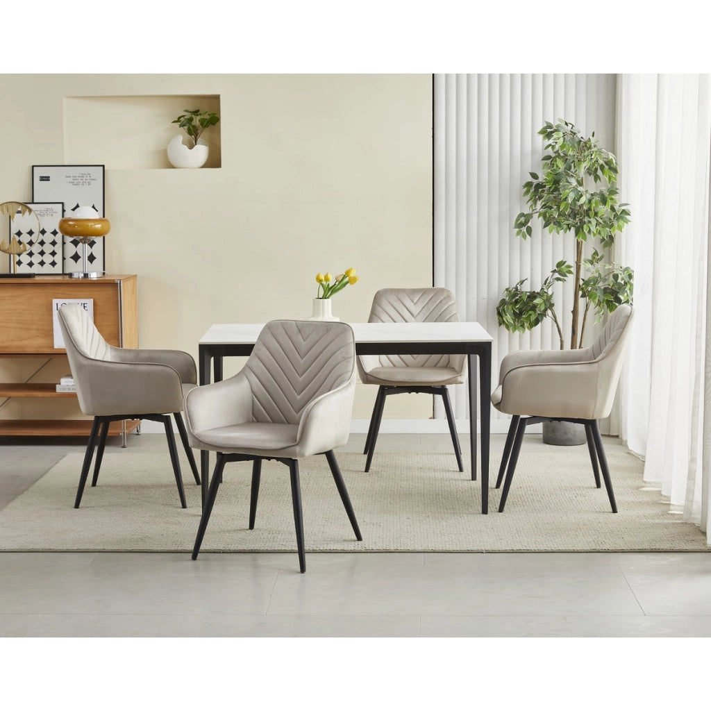 Sedia girevole Nana360 in velluto beige scuro