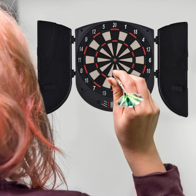 Bersaglio elettronico per freccette con istruzioni vocali (voce in inglese), display a LED, 6 freccette, 26 giochi, 185 varianti, macchina per