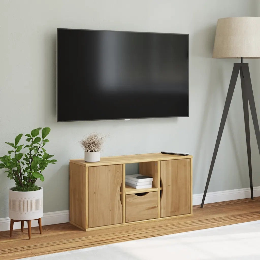 Mobile Porta TV con Cassetto ODDA 79x24x40 cm in Legno di Pino 4103605