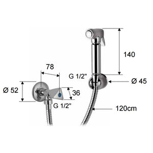 Set doccetta bidet con doccia a pulsante, flessibile, rubinetto e supporto lux - set relax
