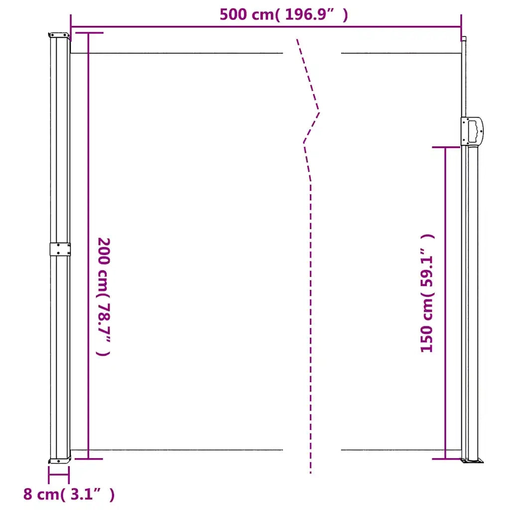 Tenda da Sole Laterale Retrattile Bianco 200x500 cm 4004466