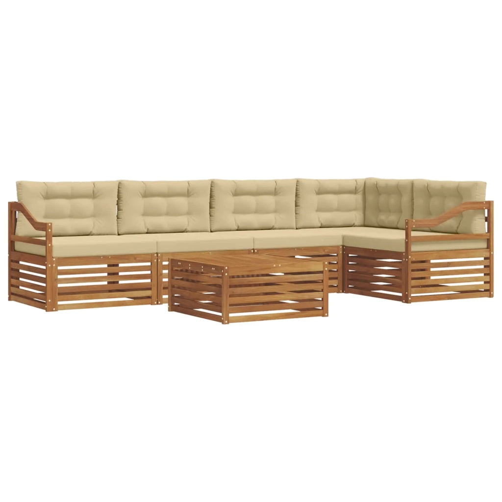 Set di divani da esterno con cuscino 6 pcs Naturale e Beige