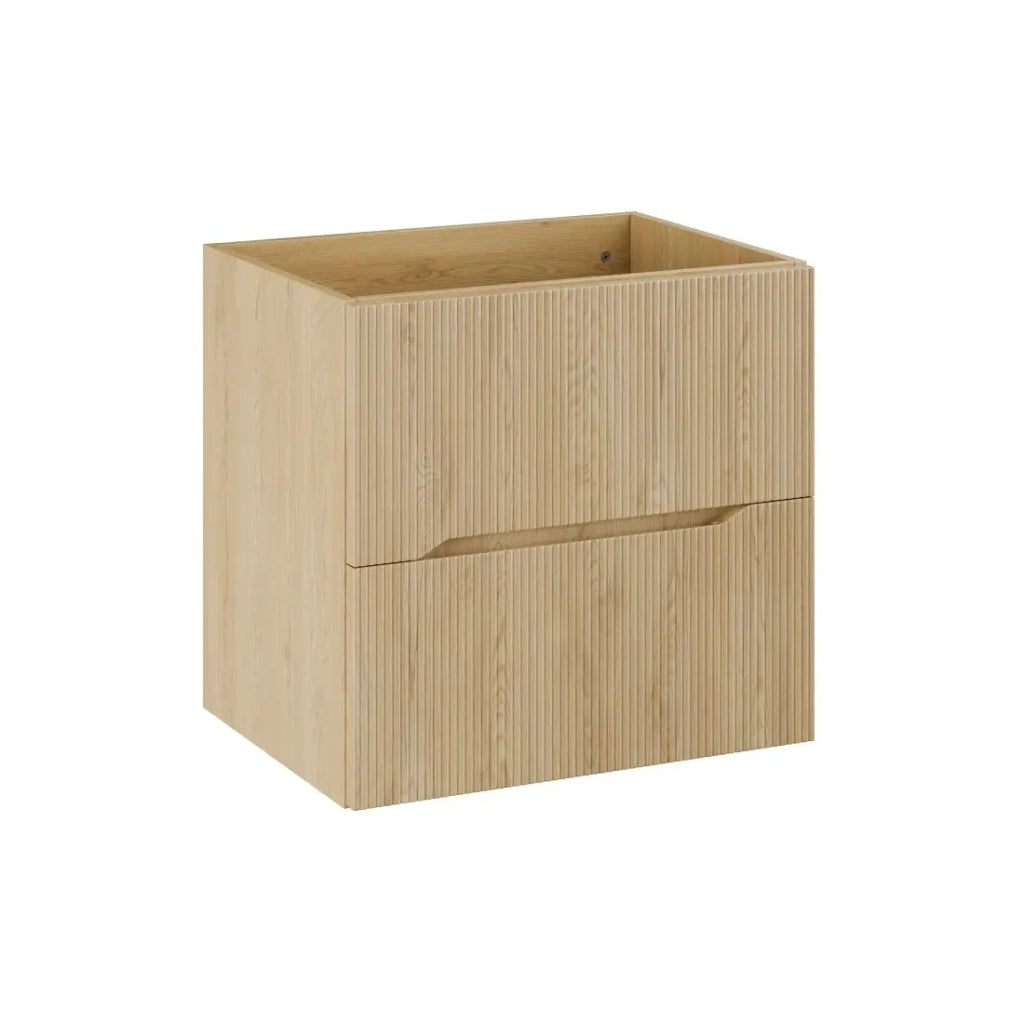 Mobile sottolavabo NATURA – 2 cassetti – Rovere chiaro – L60 × P45 × H57 cm – Da appendere