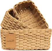 Set di 3 contenitori di archiviazione - carta di riciclo - cesta intrecciata - tavoli da carico per commode - tavoli da cucina e soggiorno