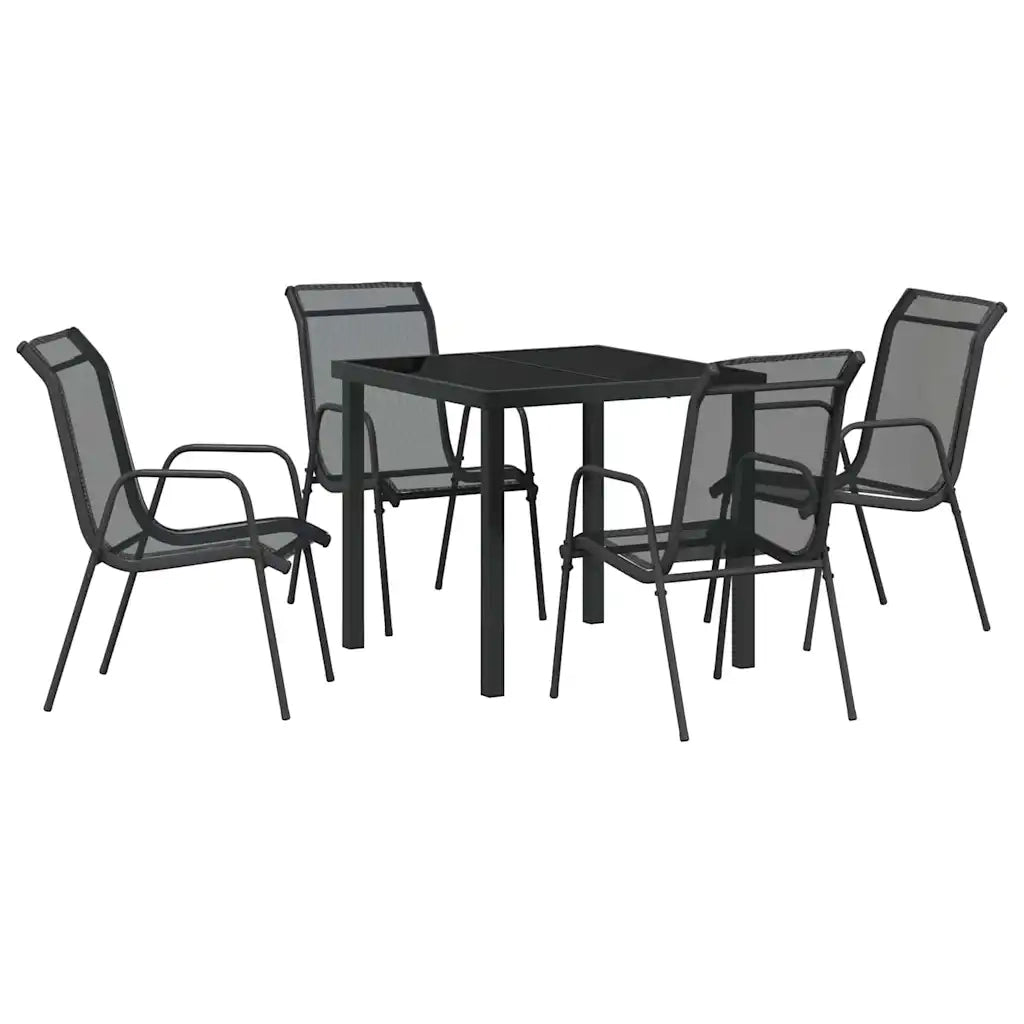Set da Pranzo per Giardino 5 pcs Nero