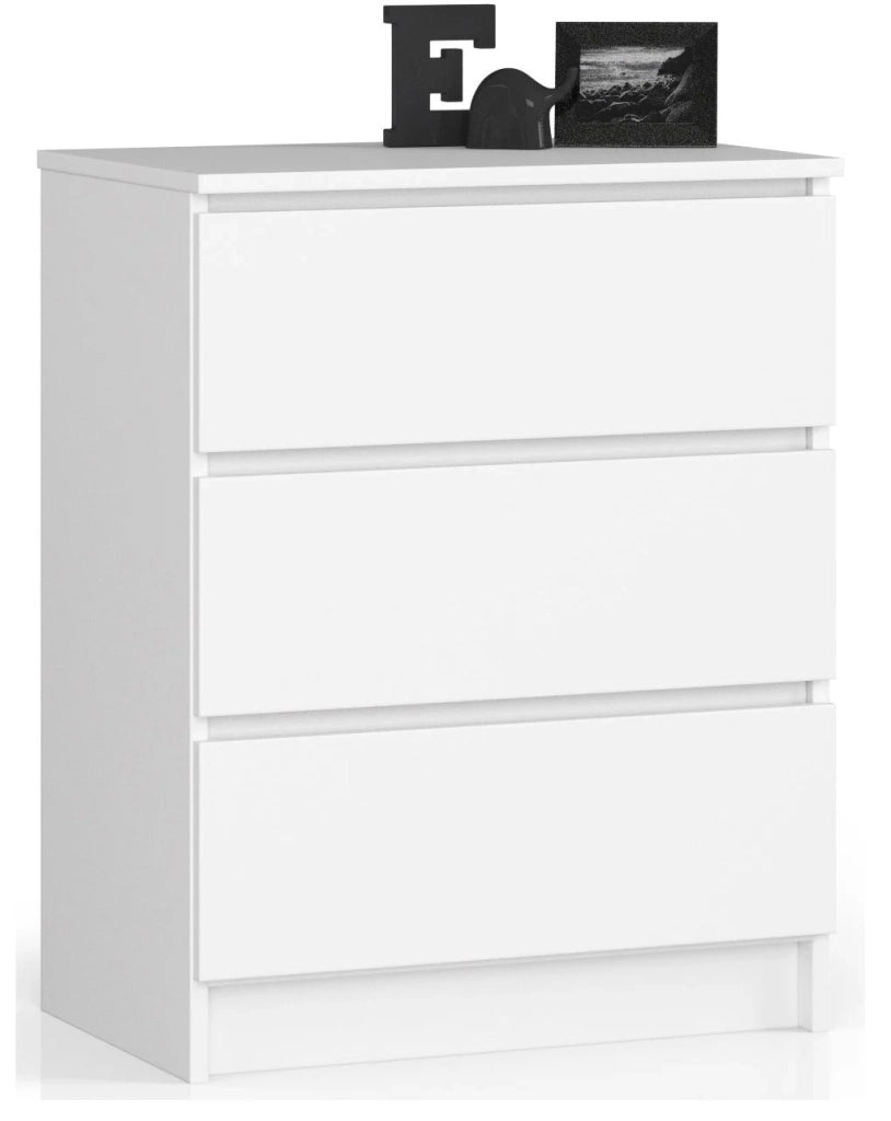 Cassettiera AKORD K60 Cassettiera Bianca 60 cm 3 cassetti 60x40x77 cm
