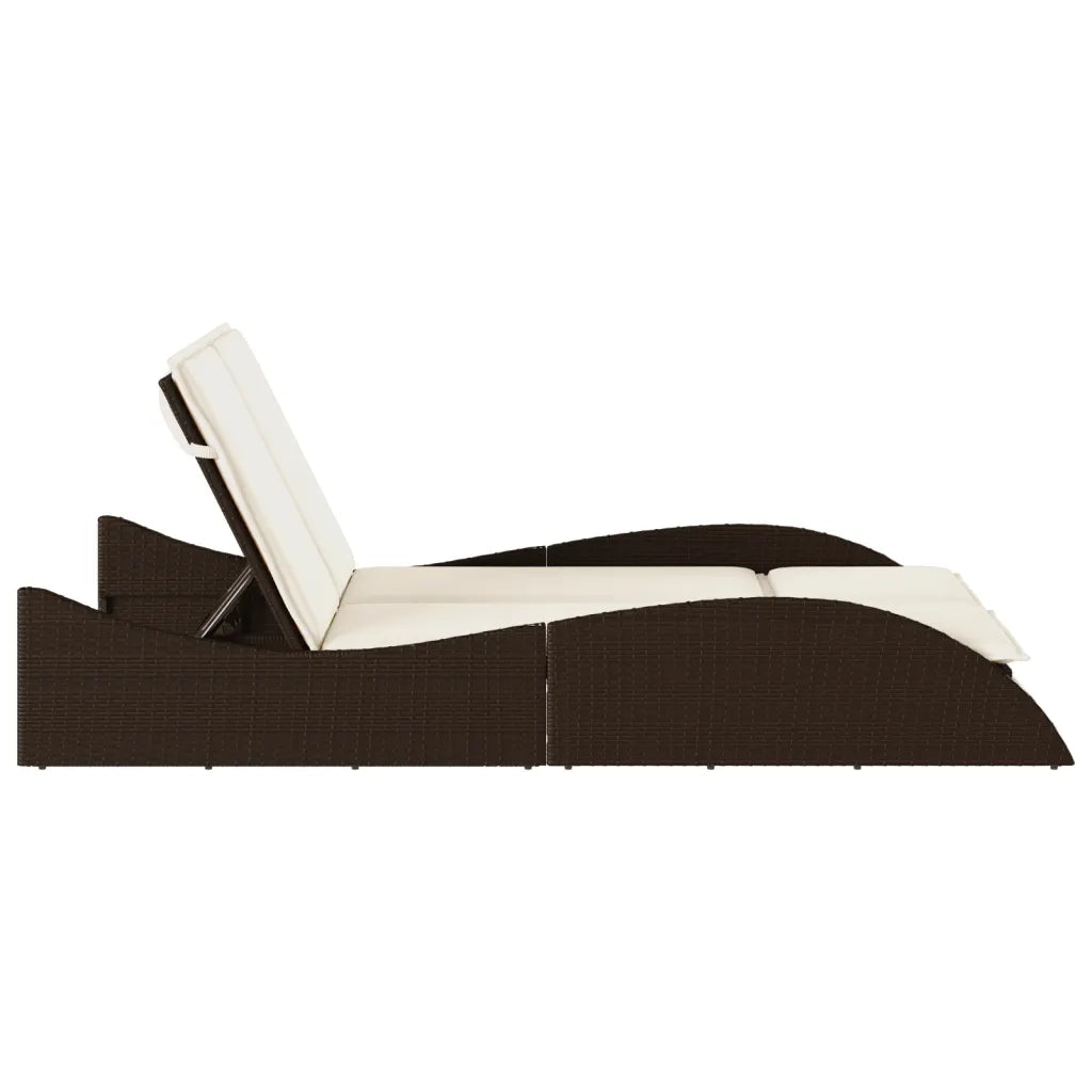 Lettino Prendisole con Cuscini Marrone 114x205x73 cm Polyrattan 368288