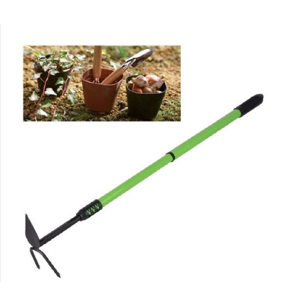 Trade Shop - Rastrello A Punta Con Bidente Manico Allungabile Attrezzo Giardino 65.5-92cm 90074 -