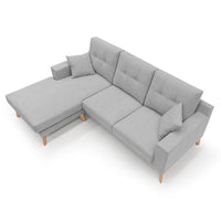 Danish Divano angolare REVERSIBILE in tessuto morbido impermeabile T02 237 cm grigio chiaro