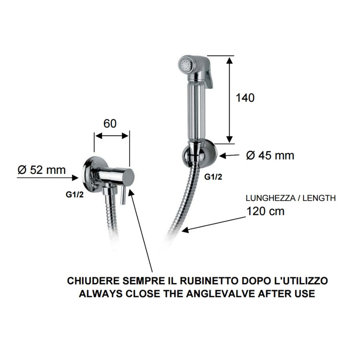 Set relax doccetta bide a pulsante, flessibile, rubinetto e supporto lux