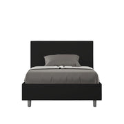Letto 1 Piazza E Mezzo 120x190 cm con Rete e Contenitore con Testata Liscia in Similpelle Adele Nero