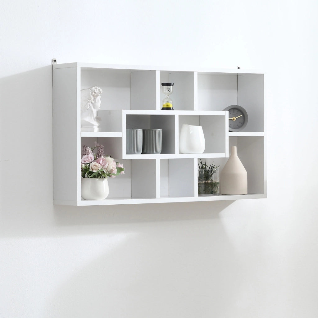 Libreria a Parete con 8 Cubi ¨C zephmum ¨C Bianco 85x14.5x47.5 cm