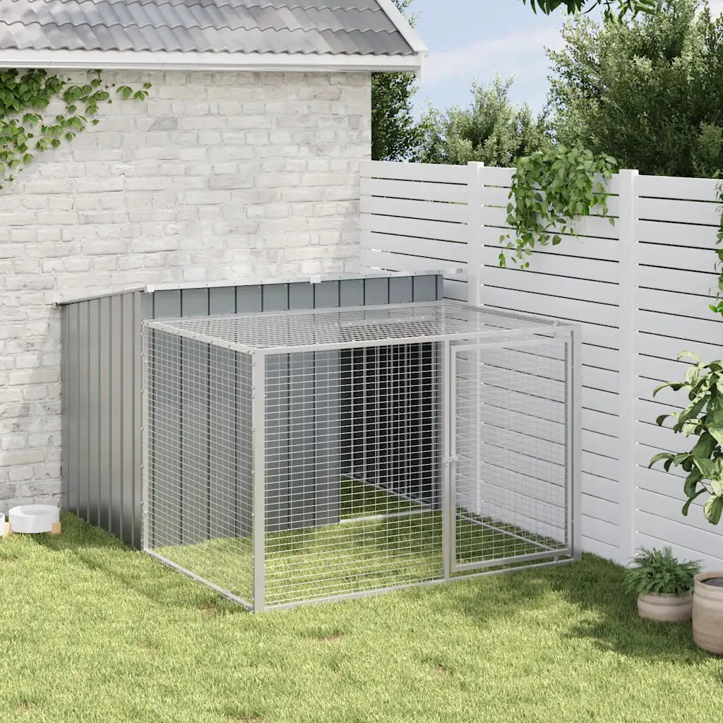 Cuccia per cani con recinto antracite 153x194x110 cm in acciaio zincato