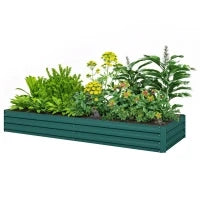 Letto per Orto Rialzato in Metallo da Esterno, Portapiante per Fiori ed Erbe, 241x90,5x30cm
