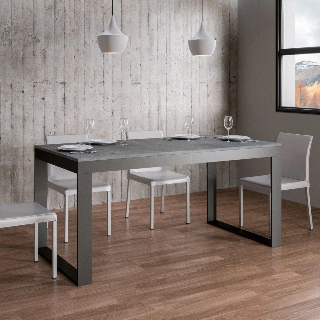 Tavolo allungabile 90x160/420 cm Tekno Evolution Cemento telaio Antracite