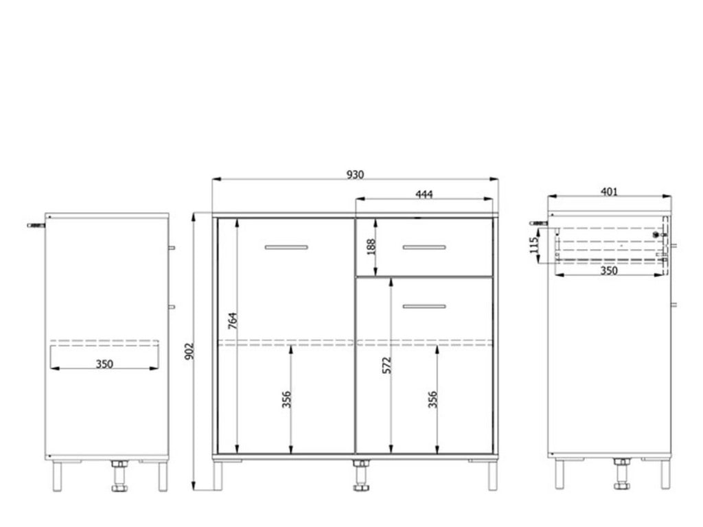 Madia Laerruu, Credenza 2 Ripiani, 93x40x90h cm Bianco