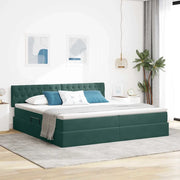 Letto con contenitore LED e materasso Verde Scuro 200 x 200 cm