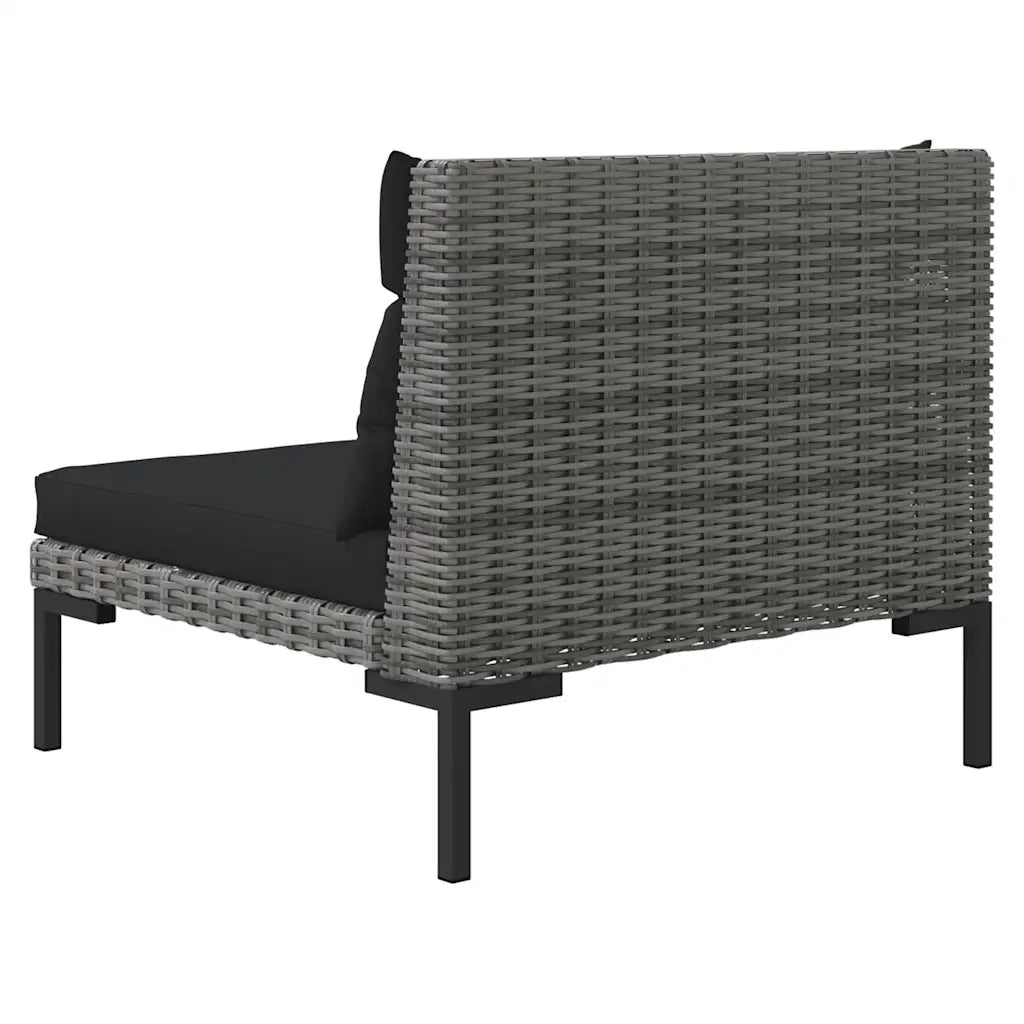 Set Divani da Giardino 3 pz | Set Salotto da Giardino Grigio Scuro Polyrattan Mezzo Tondo