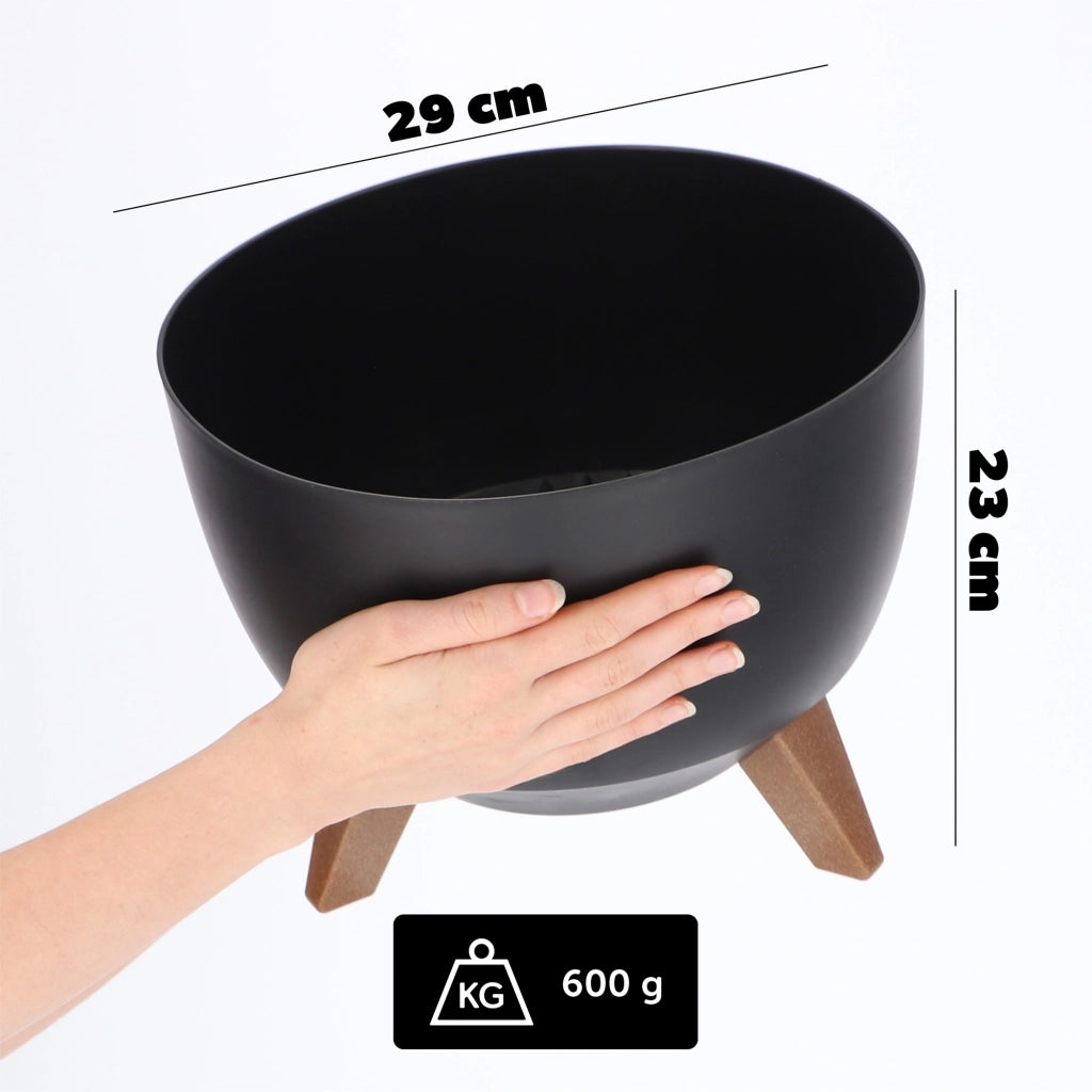 Vaso da fiori KADAX da 29 cm con coprigambe e inserto, nero.
