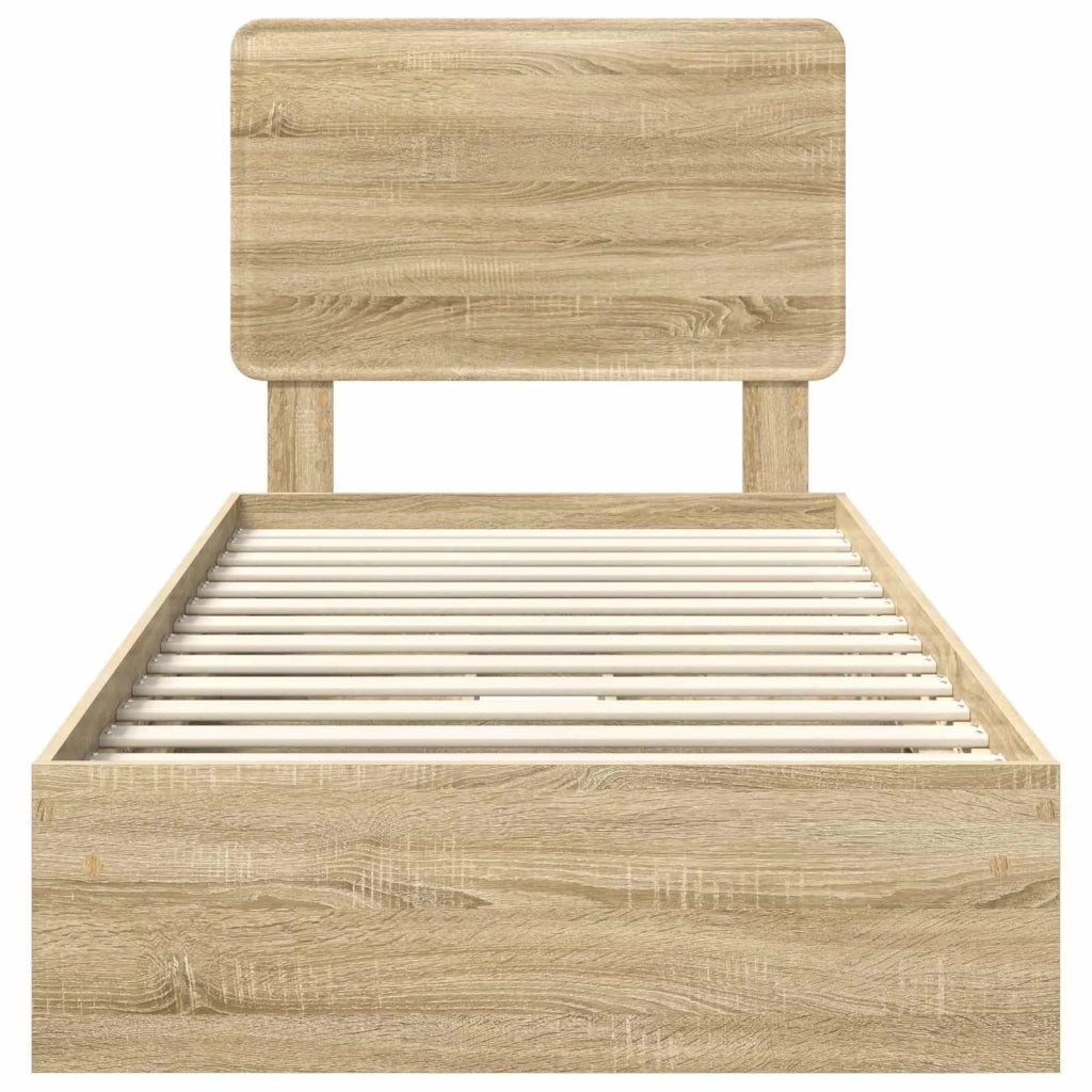 Letto con Contenitore con testiera Rovere Sonoma 75 x 190 cm