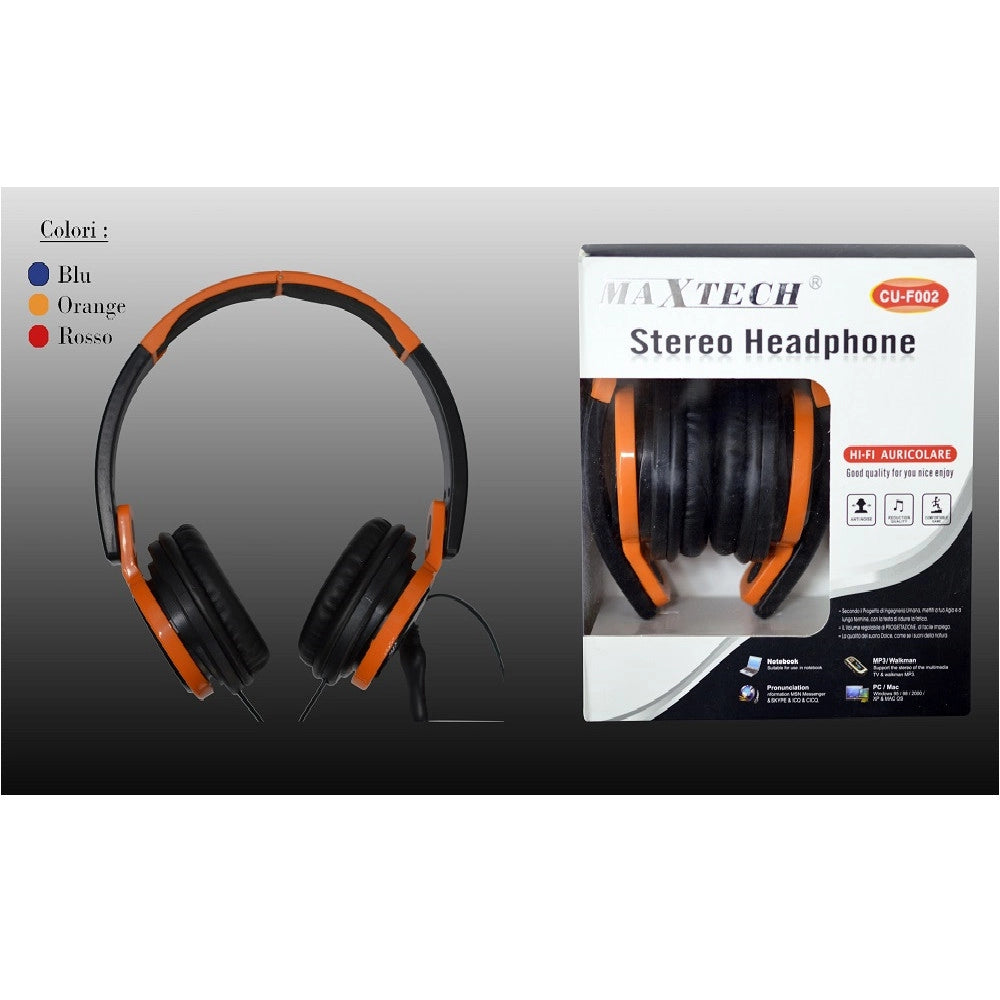 Trade Shop - Cuffie Stereo Headphone Hi-fi Auricolare Antirumore Per Pc Notebook Mp3 Maxtech Cu-f002 -
