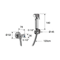 Doccetta bide con doccia a pulsante, flessibile, rubinetto e supporto lux - set relax
