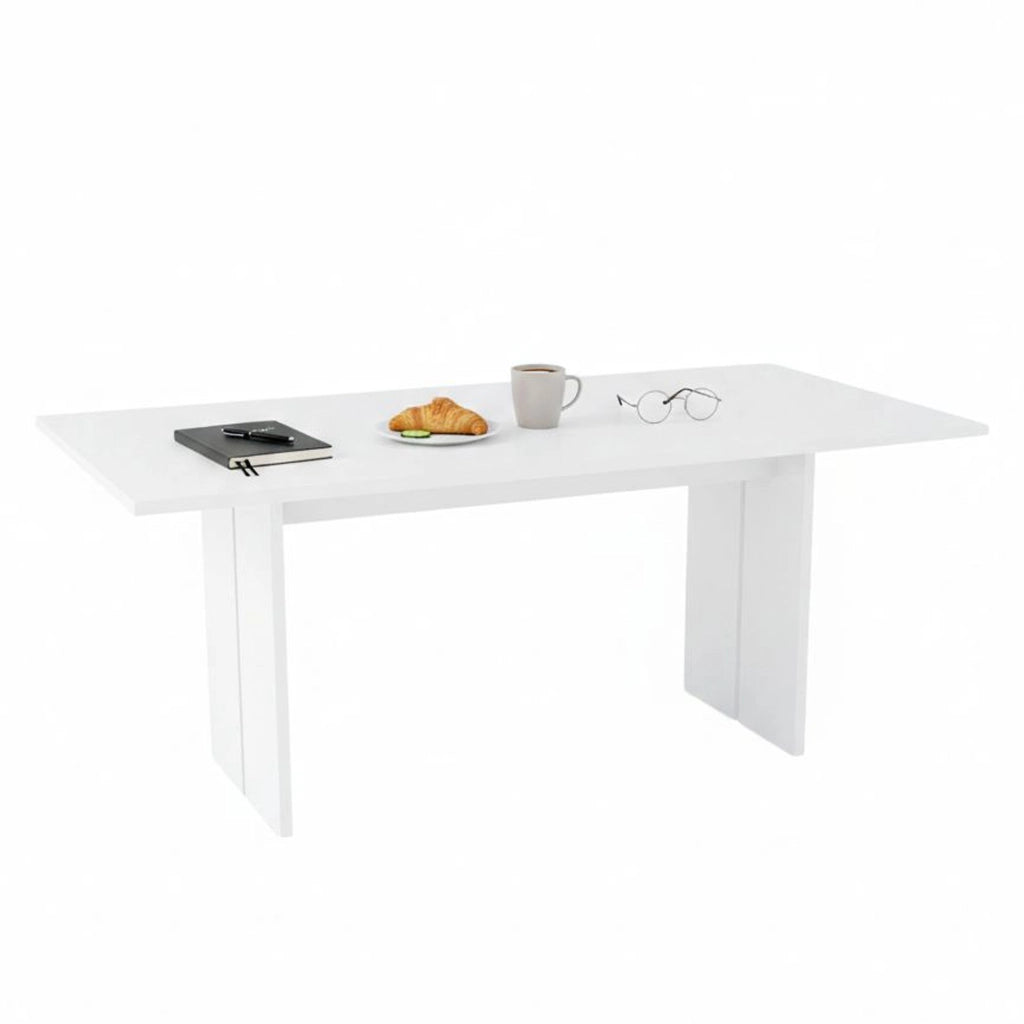 Tavolo da pranzo moderno Alibi, Made in Italy, Tavolo rettangolare di design, Tavolo da cucina, cm 160x90h75, colore Bianco lucido