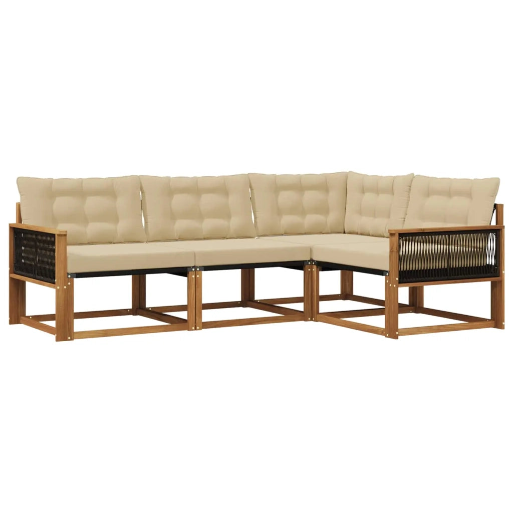 Set di divani da esterno 4 pz Naturale e Beige 3381393