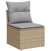 Set di Divani da Giardino 4 Pezzi con Cuscini Beige Polyrattan