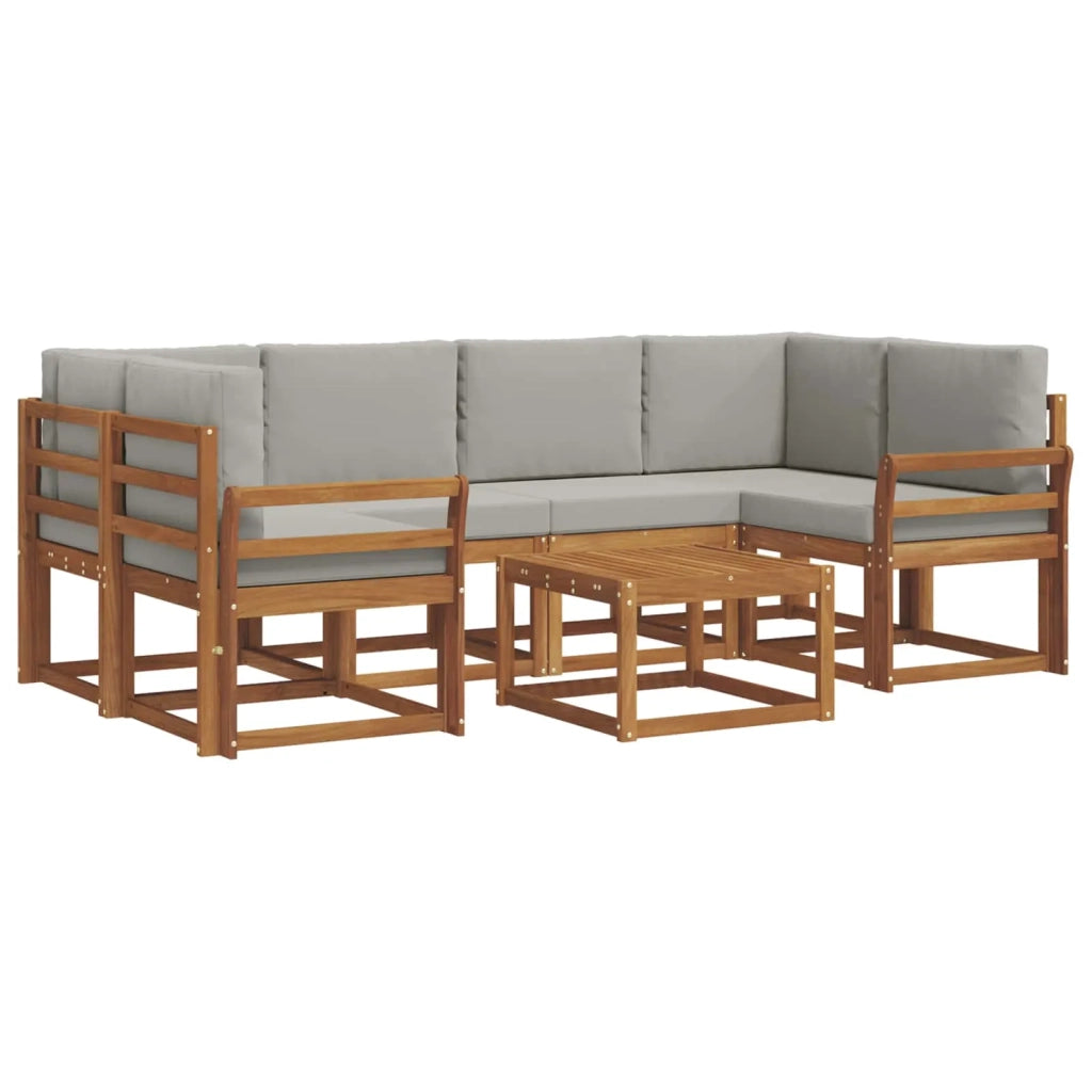 Set di divani da esterno 7 pcs Grigio Naturale e Chiaro