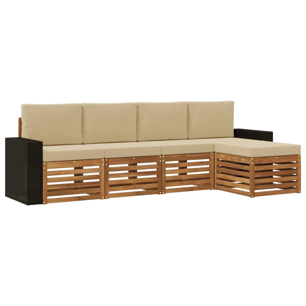 Set di divani da esterno 5 pz Naturale e Beige 3384244
