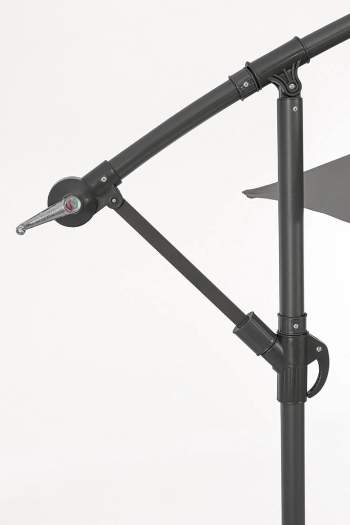 Ombrello a Braccio da Giardino 6 Stecche Ø300x235h cm Telo in Poliestere Nizza Antracite e Grigio