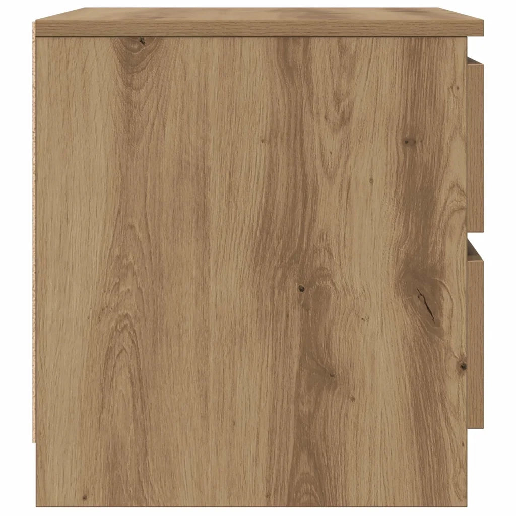 Set di 2 Comodini | Armadio da Notte | Mobiletto da notte Rovere Artigianale 50x40x43.5 cm Legno Multistrato