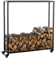 Portalegna per Camino HETTA in Acciaio Inox nero,25x80x100 cm